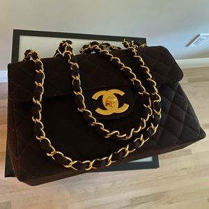 Chanel Brown Jumbo 90s Vintage Flap Bag